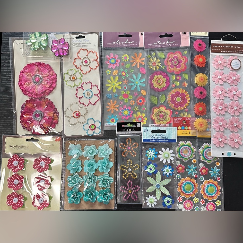 Huge flower themed sticker bundle